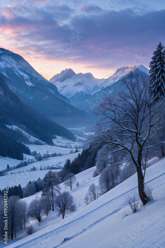Winter landscape in morning 