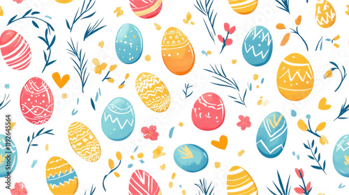 Vibrant Easter Egg Pattern with Floral Motifs
