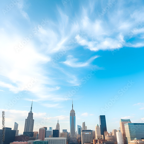 Modern cityscape by sea against sky