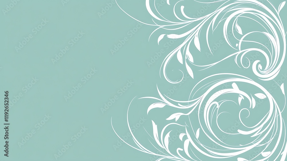 Elegant White Floral Design On A Teal Background Elegant White Floral Design On A Teal Background