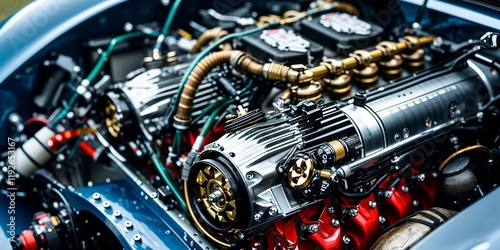 Wallpaper Mural Intricate Close-Up of a Custom Race Car Engine Showcasing Unique Mechanical Design Element Torontodigital.ca