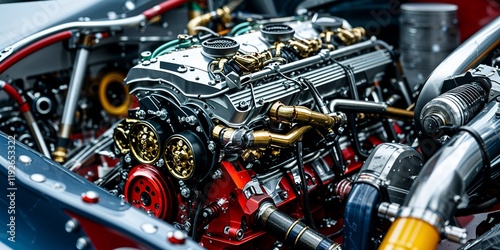 Wallpaper Mural Intricate Close-Up of a Custom Race Car Engine Showcasing Unique Mechanical Design Element Torontodigital.ca