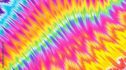 Vibrant tie dye zigzag background with high contrast and bright colors