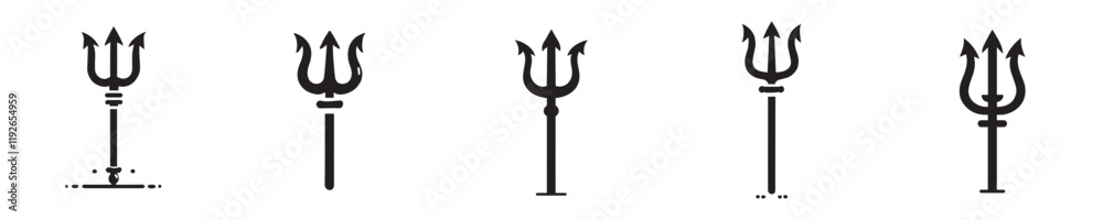 vector set of trident silhouettes vector set of trident silhouettes