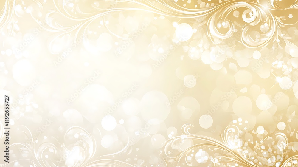 Elegant Golden Floral Background With Sparkling Lights Elegant Golden Floral Background With Sparkling Lights