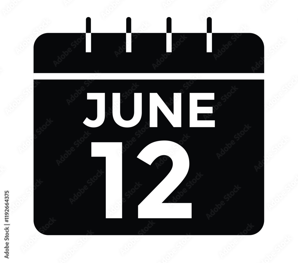 June 12 - Daily Calendar Icon with day of month
June 12 - Daily Calendar Icon with day of month