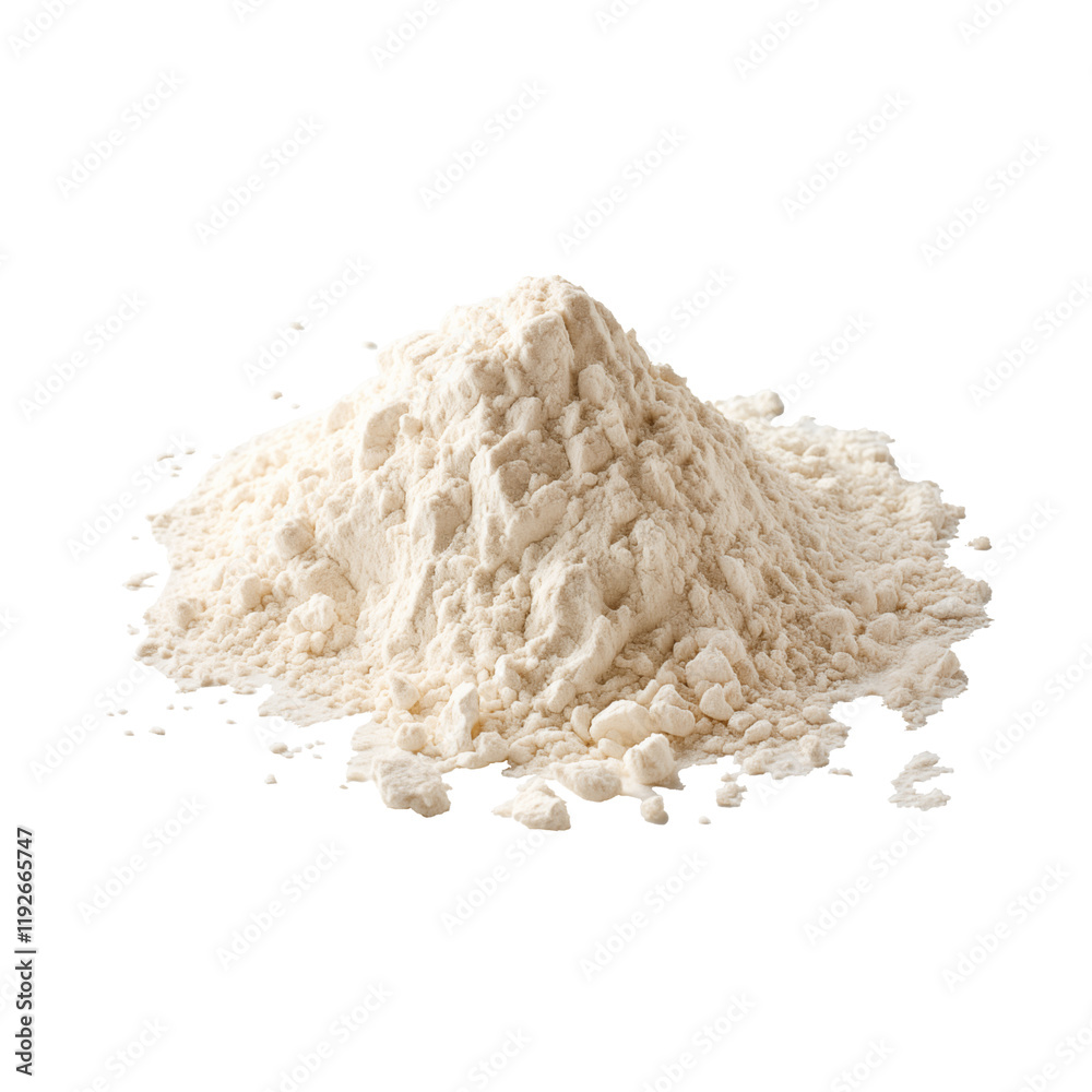 Close-up of a Heap of Creamy Powder. On a White or Clear Surface PNG Transparent Background. Close-up of a Heap of Creamy Powder. On a White or Clear Surface PNG Transparent Background.