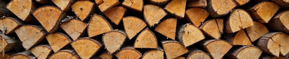 Neatly stacked chopped firewood, ready for winter , dry, firewood, cordwood