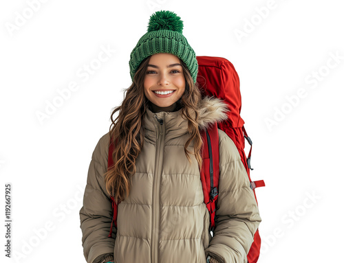 woman in winter clothes isolated on white
