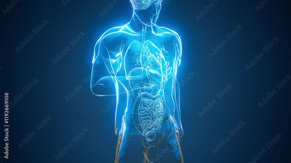 Conceptual animation of a man's anatomy