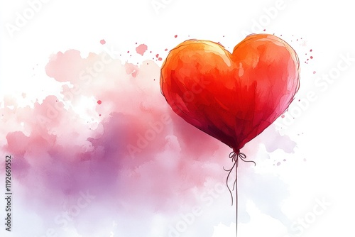Vibrant Heart Balloon Illustration with Colorful Splash Background