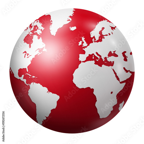 Fototapeta Naklejka Na Ścianę i Meble -  Red earth globe isolated on transparent background