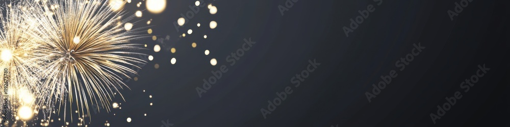 Obraz premium Golden fireworks display against night sky with sparkling lights concept
