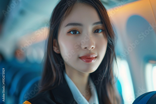 Free Download Generative AI portrait of professional airline crew worker steward stewardess pilot in uniform, showcasing service confident expression - GFXLoad