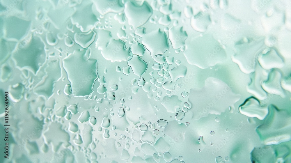 Abstract Water Droplets on Glass: A Serene Mint Green Macro Photography Abstract Water Droplets on Glass: A Serene Mint Green Macro Photography