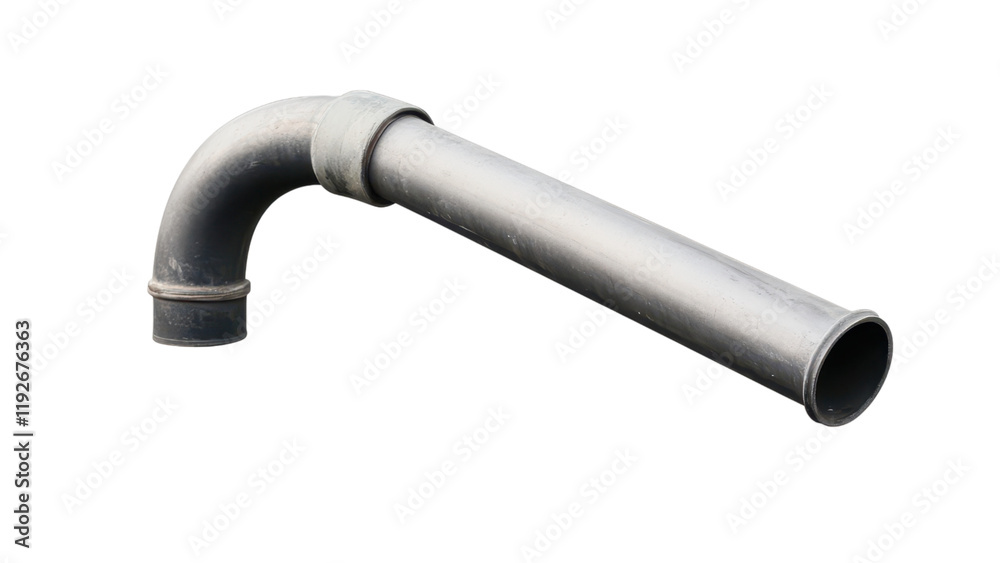One metal pipe concept, Metal pipe with an elbow bend on transparent background. One metal pipe concept, Metal pipe with an elbow bend on transparent background.