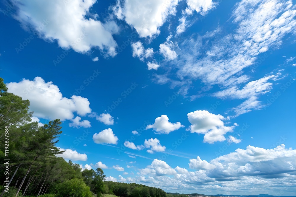 sky with clouds. Anime style background with shining sun and white fluffy clouds. Sunny day sky scene sky with clouds. Anime style background with shining sun and white fluffy clouds. Sunny day sky scene