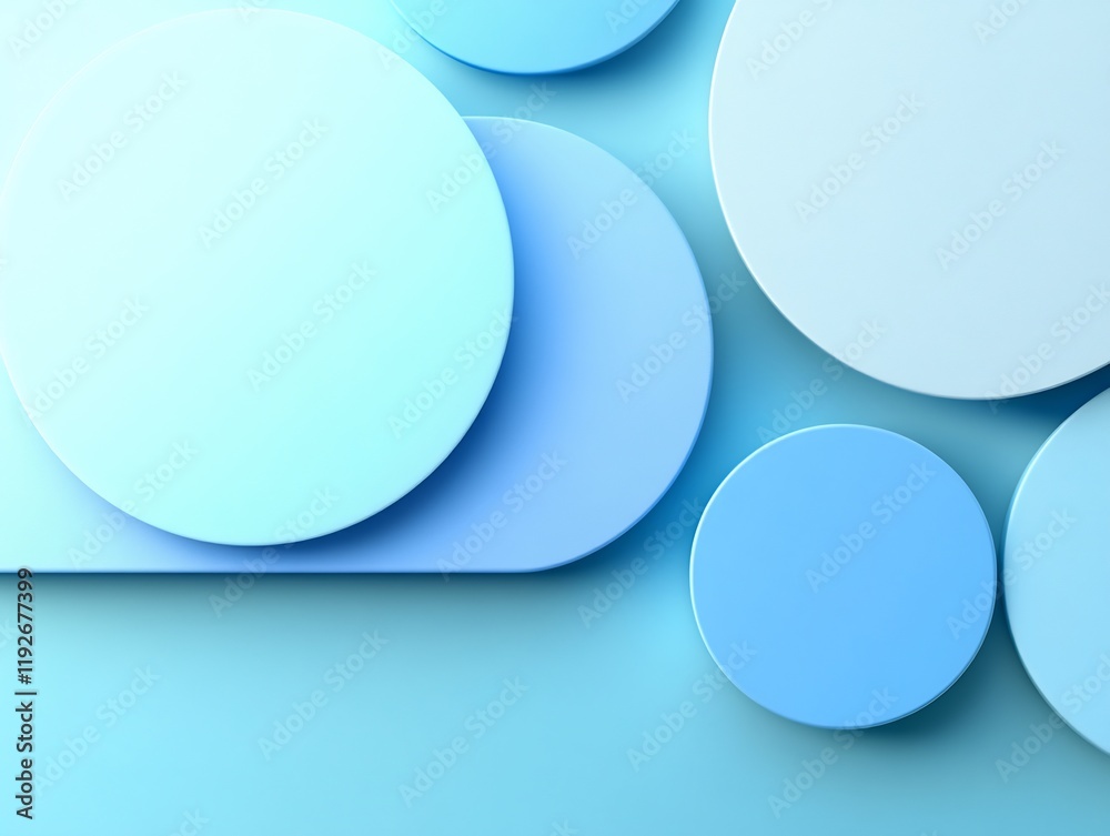 Abstract Blue Circles Softly Overlap Creating Calming Minimalist Design. AI Generated Abstract Blue Circles Softly Overlap Creating Calming Minimalist Design. AI Generated