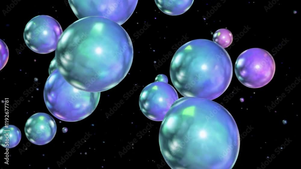 custom made wallpaper toronto digitalColorful Abstract Spheres in Space with Smooth Transitions and Bubbles Floating in a Dark Cosmic Background for Creative Digital Art Projects and Designs