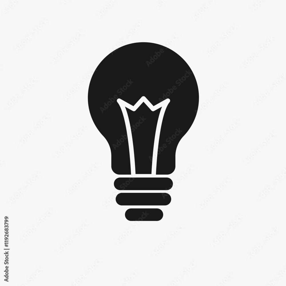 Simple Black Lightbulb Icon for Creative Concepts Simple Black Lightbulb Icon for Creative Concepts