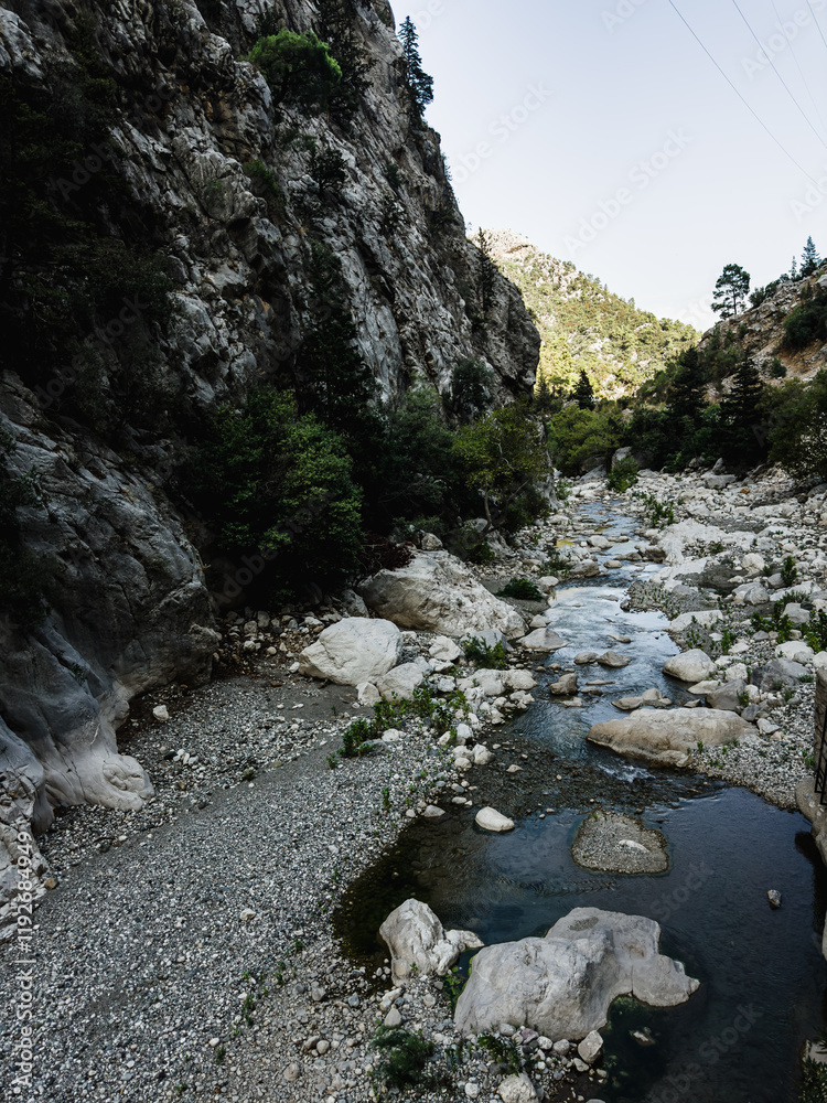 image of mountain range in suburbs of Turkey with bed of small river in landscape orientation image of mountain range in suburbs of Turkey with bed of small river in landscape orientation