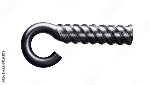 One metal pipe concept, Metal hook with a twisted design on transparent background. photo