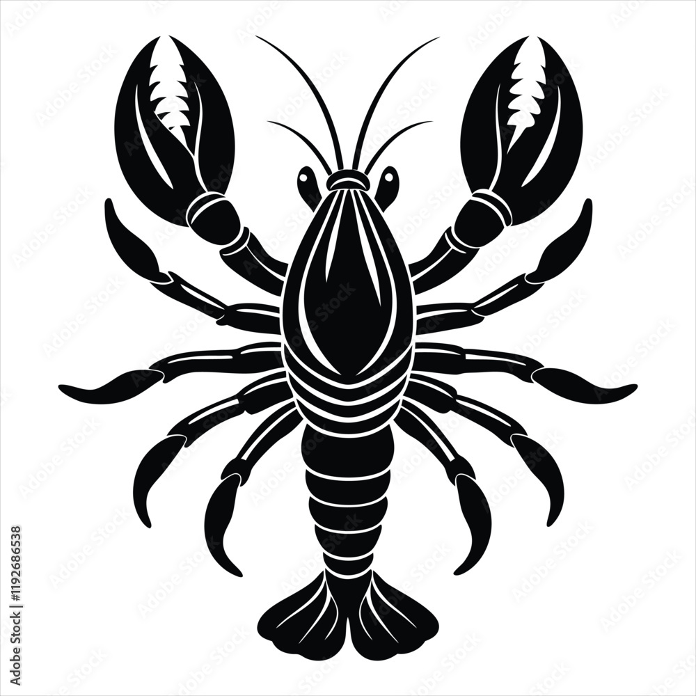 Lobster fish silhouette vector for white background Lobster fish silhouette vector for white background