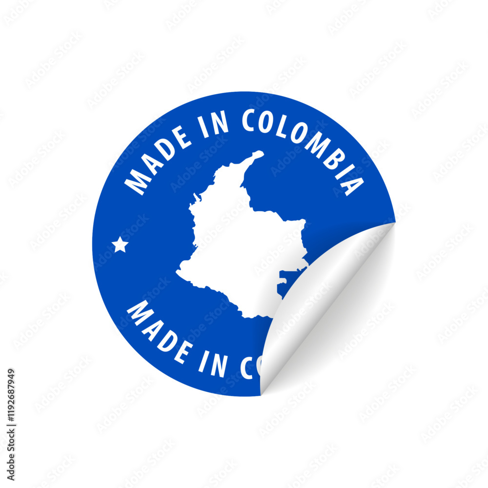 Made in Colombia - Country Map Sticker. Best quality. Original product. Vector illustration. Made in Colombia - Country Map Sticker. Best quality. Original product. Vector illustration.