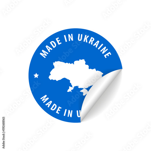Made in Ukraine - Country Map Sticker. Best quality. Original product. Vector illustration.