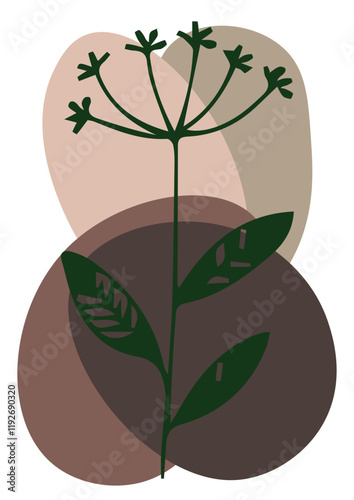 Print Flowers drawn by hand line, logo for design, on white background, Mocha Mousse colors - Pantone colors of 2025
