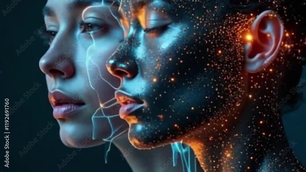 portrait of a person with a painted face, woman, face, beauty, eyes, lips, fashion, model, makeup, silhouette, make-up, profile, glamour, head, people, eye, black, art, close-up, vector, lady, person