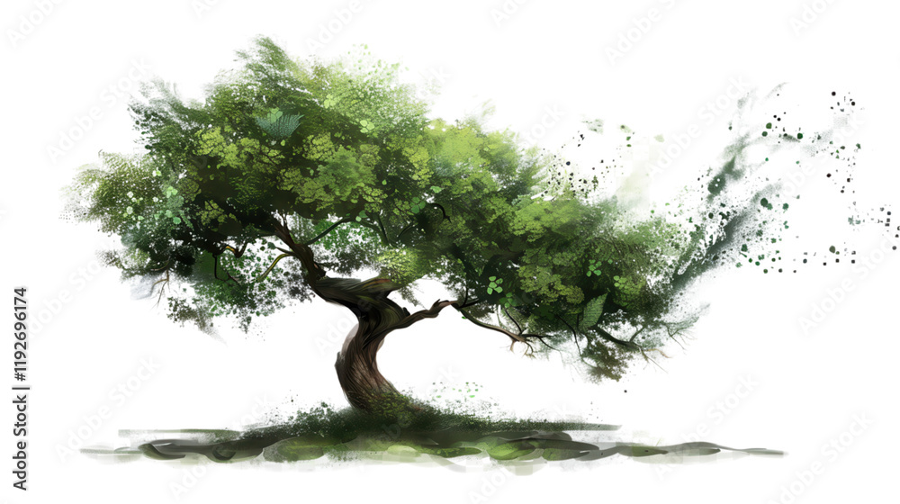 Majestic Tree in a Lush Forest Landscape: A Vibrant Artistic Masterpiece Majestic Tree in a Lush Forest Landscape: A Vibrant Artistic Masterpiece