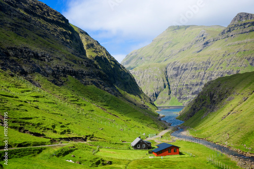 Idyllic valley of Saksun, F...