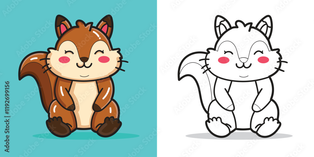 Obraz premium A Cute squirrel Doll Vector Illustration for Coloring book or Design Element isolated on white background