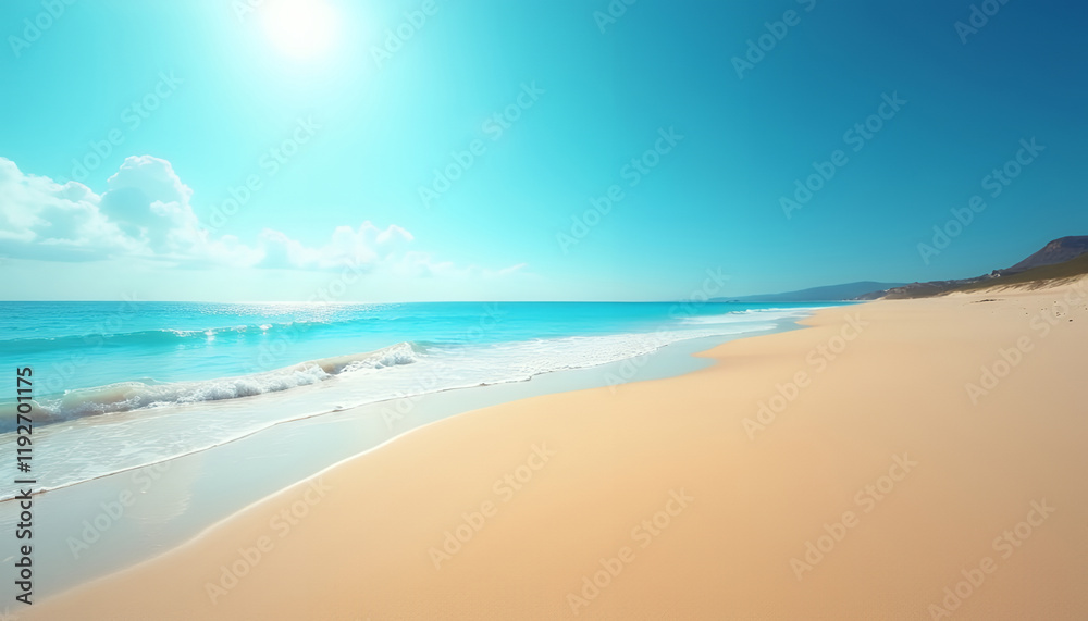 Breathtaking Tropical Beach Scene with Crystal Clear Water and Soft Sandy Shoreline Under a Bright Sky Breathtaking Tropical Beach Scene with Crystal Clear Water and Soft Sandy Shoreline Under a Bright Sky