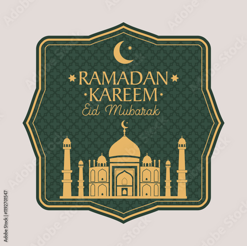 Ramadan Kareem Golden Mosque Design