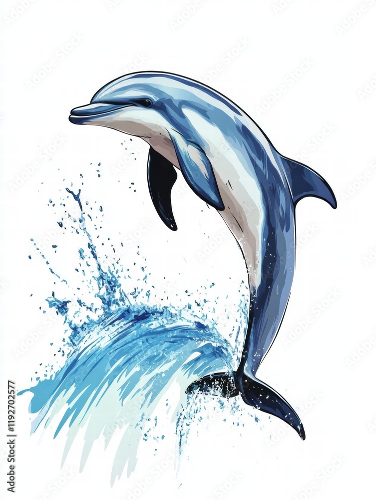 custom made wallpaper toronto digitalDolphin leaps joyfully above ocean waves in vibrant underwater illustration. Generative AI