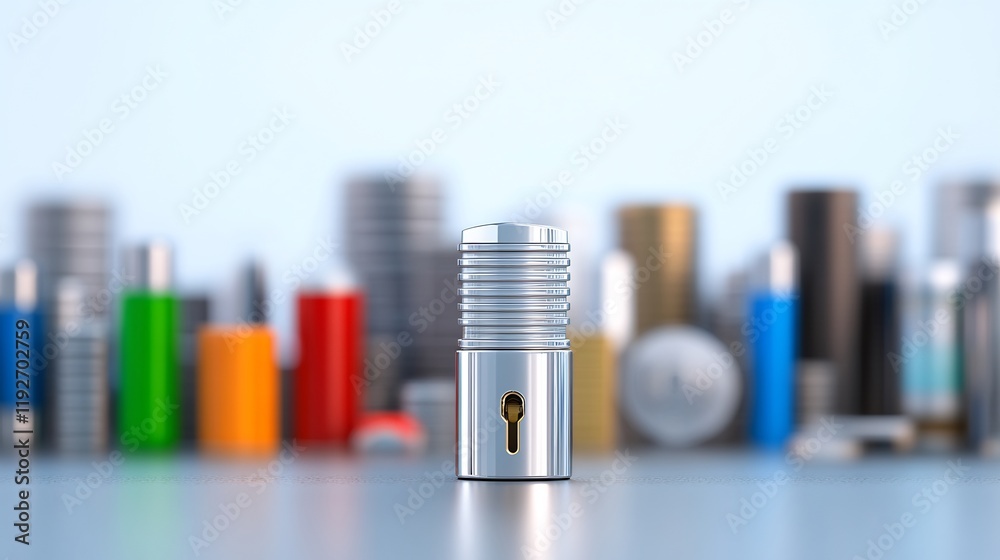 Metallic Cylinder Lock Securely Stands Out Vibrant Background. AI Generated Metallic Cylinder Lock Securely Stands Out Vibrant Background. AI Generated