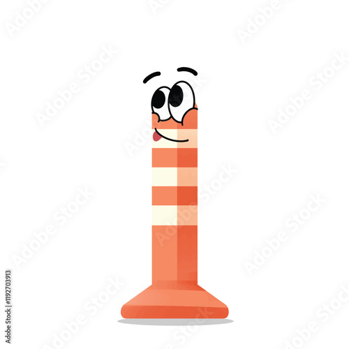 happy road barrier mascot vector illustrations. fun and playful concept. job, tools, building, workers, safety, city, construction equipment, renovation and restoration themes