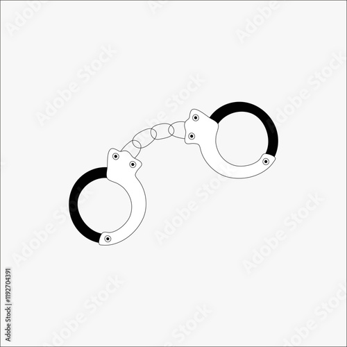 Handcuffs in flat vector illustration symbolizing law enforcement, crime, and punishment, isolated on white background.