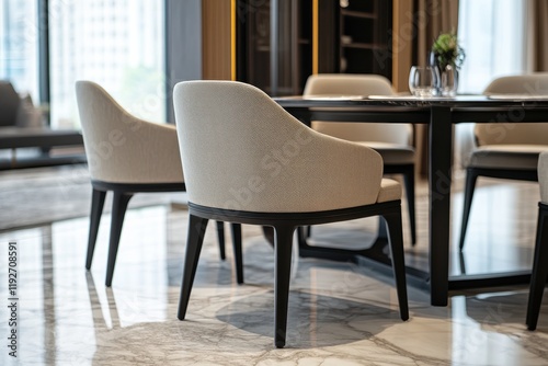 Stylish and Elegant Dining Chairs Featuring a Unique Curved Design Ideal for Enhancing Modern Interiors photo