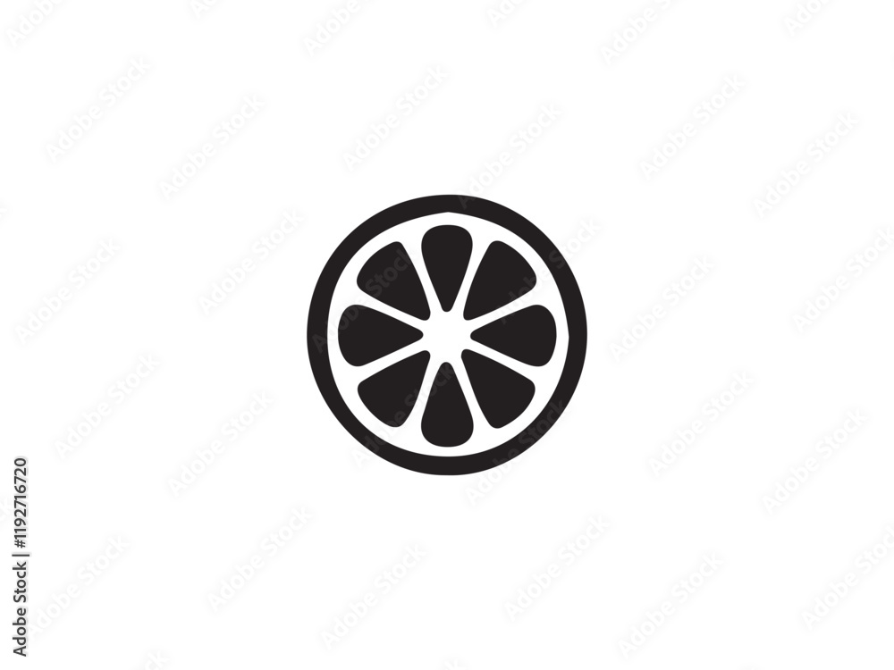 Simple Black and White Citrus Slice Icon Simple Black and White Citrus Slice Icon