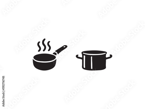 Simple illustration of a pan and pot, perfect for food or cooking-related projects.