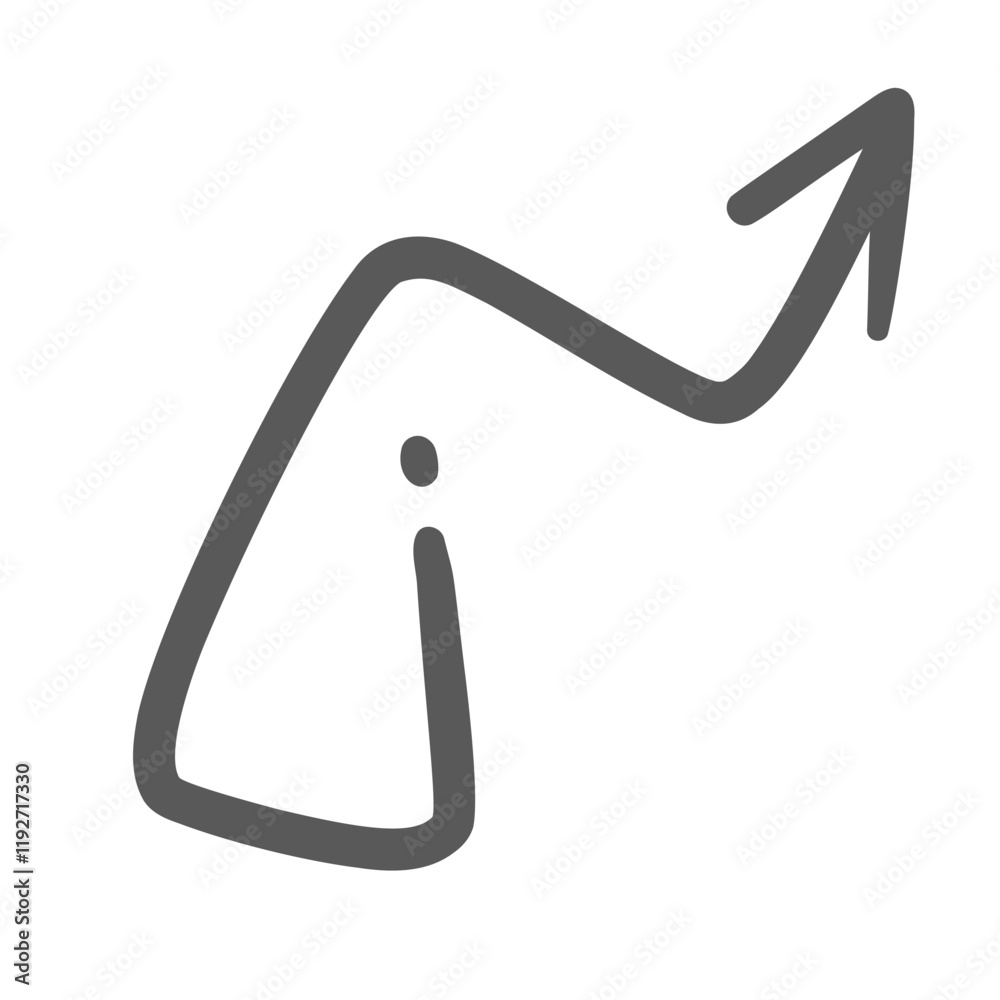 Arrow of complex shape with square turns line icon. Outline hand drawn sketch of zigzag arrow pointing up. Direction, pointer of movement mascot, scribble indicator doodle icon vector illustration Arrow of complex shape with square turns line icon. Outline hand drawn sketch of zigzag arrow pointing up. Direction, pointer of movement mascot, scribble indicator doodle icon vector illustration