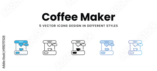 Coffee Maker icons in different style vector stock illustration