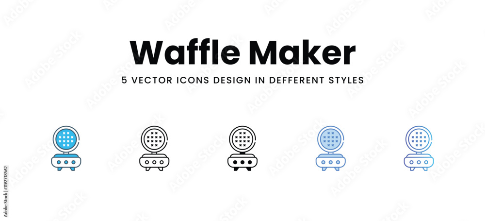 Waffle Maker icons in different style vector stock illustration
