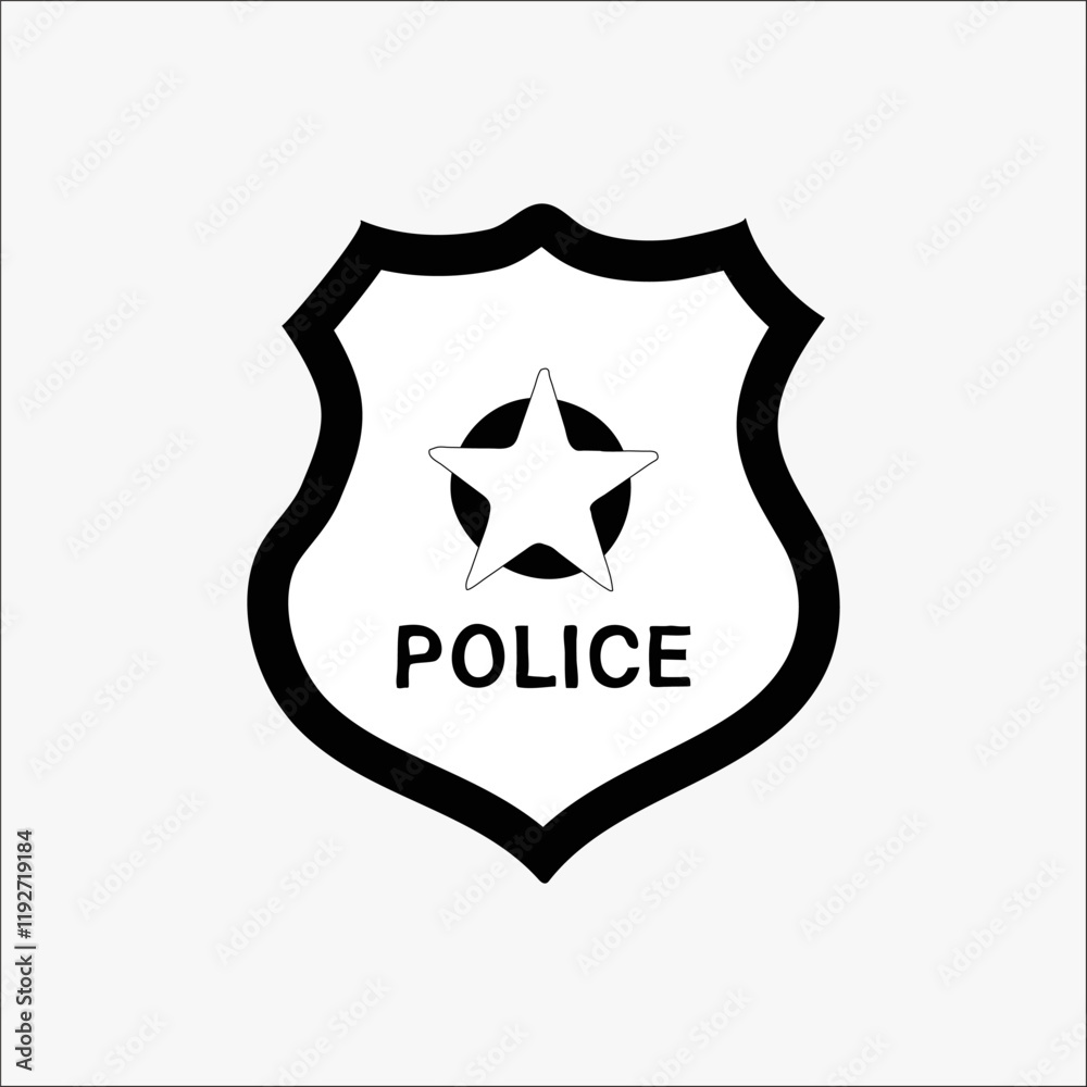 Police badge in flat vector illustration symbolizing law enforcement, protection, and authority, isolated on white background. Police badge in flat vector illustration symbolizing law enforcement, protection, and authority, isolated on white background.