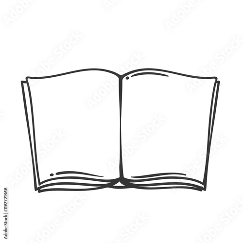 Open book for reading line icon. Outline hand drawn magazine, vintage textbook or novel book to read and research. Education, library publication mascot, simple guide icon vector illustration
