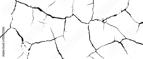Vector surface cracks and fissures in ground. and surface and scratches Transparent background.