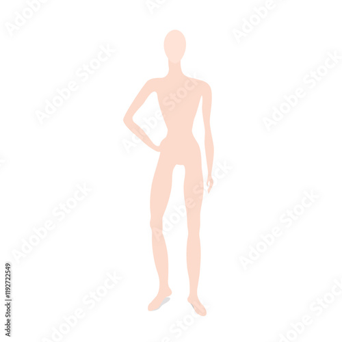 The mannequin of a girl is undressed, isolated on a white background.Vector illustration for fashion designs,clothing stores.